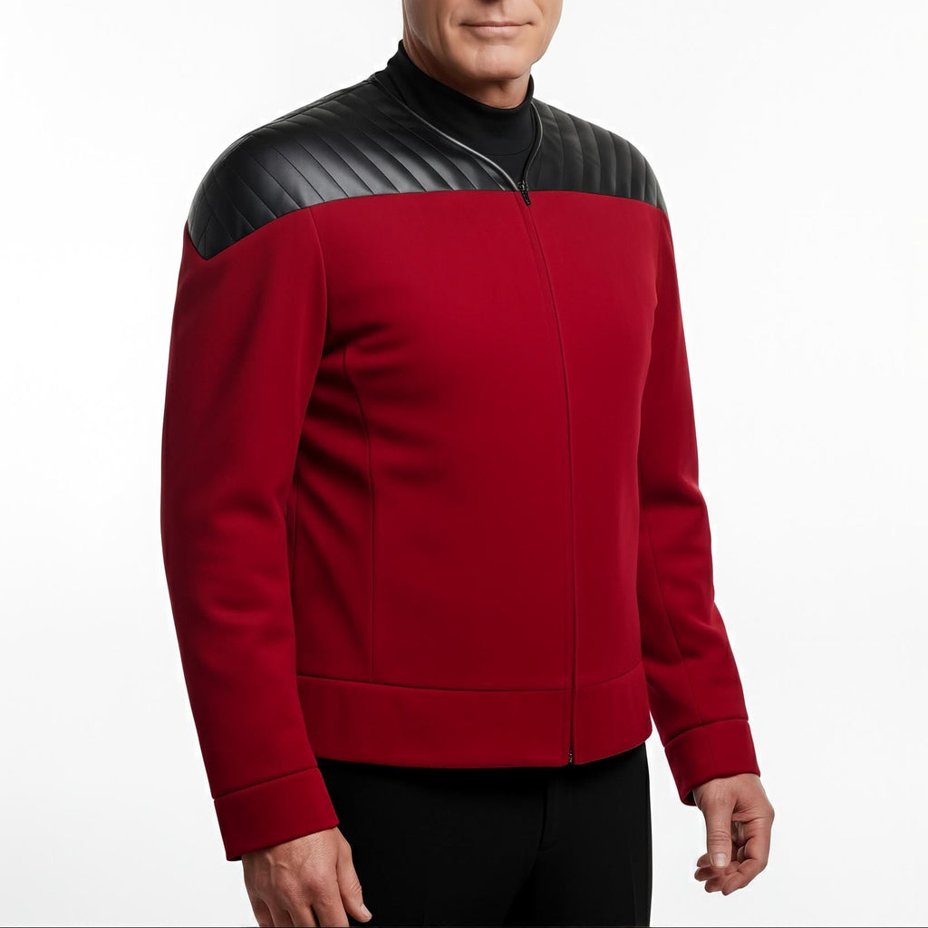 Captain Picard Inspired Jacket, Star Trek The Next Generation Cosplay Leather Jacket, Red Uniform Costume - 90sleather