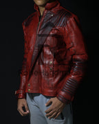 Guardians Galaxy Star Lord Cosplay Jacket, Men's Red Leather Jacket - 90sleather