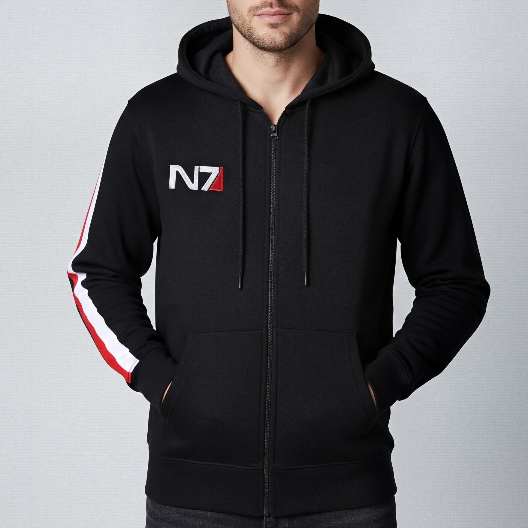 Mass Effect Commander N7 Inspired Hoodie – Premium Cosplay & Gamer Streetwear - 90sleather