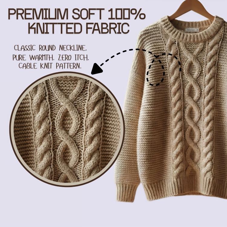 Handmade Crochet Chunky Cable-Knit Braided Sweater – Soft & Warm Winter Wear - 90sleather