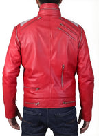 Michel Jackson Inspired Red Iconic Jacket - Michel Jackson Beat It Leather Jacket - MJ Thriller era Jacket - 90sleather