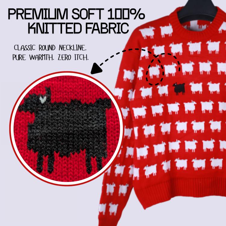Iconic Black Sheep Sweater Inspired by Princess Diana – 100% Pure Red knitted fabric Jumper - 90sleather