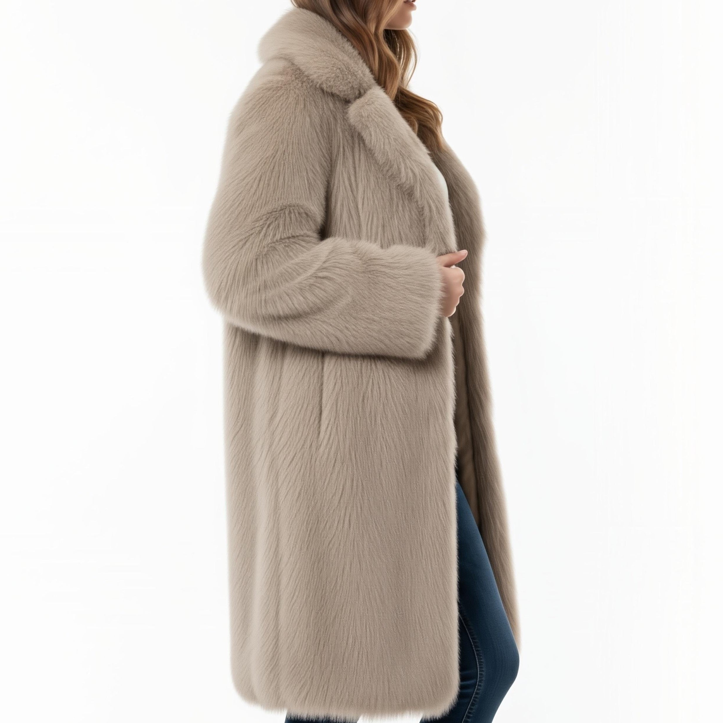 Women's Winter Long Faux Fur Coat - Street Wear Long Faux Fur Coat - Warm Ladies Trench Coat - 90sleather