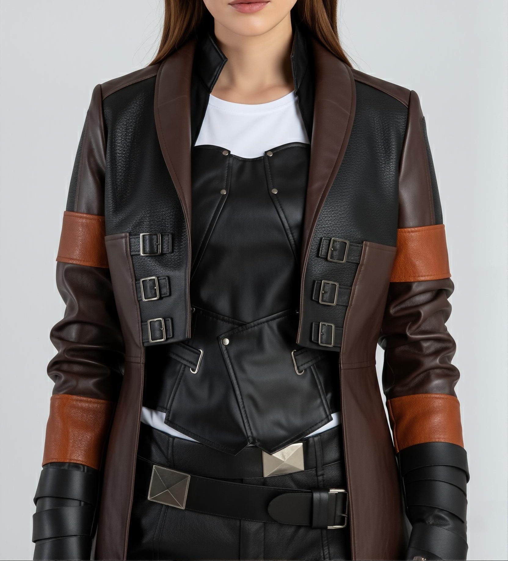 Guardians of the Galaxy 2 Gamora Cosplay Costume, Zoe Saldaña GOTG Cosplay Leather Coat And Vest - 90sleather