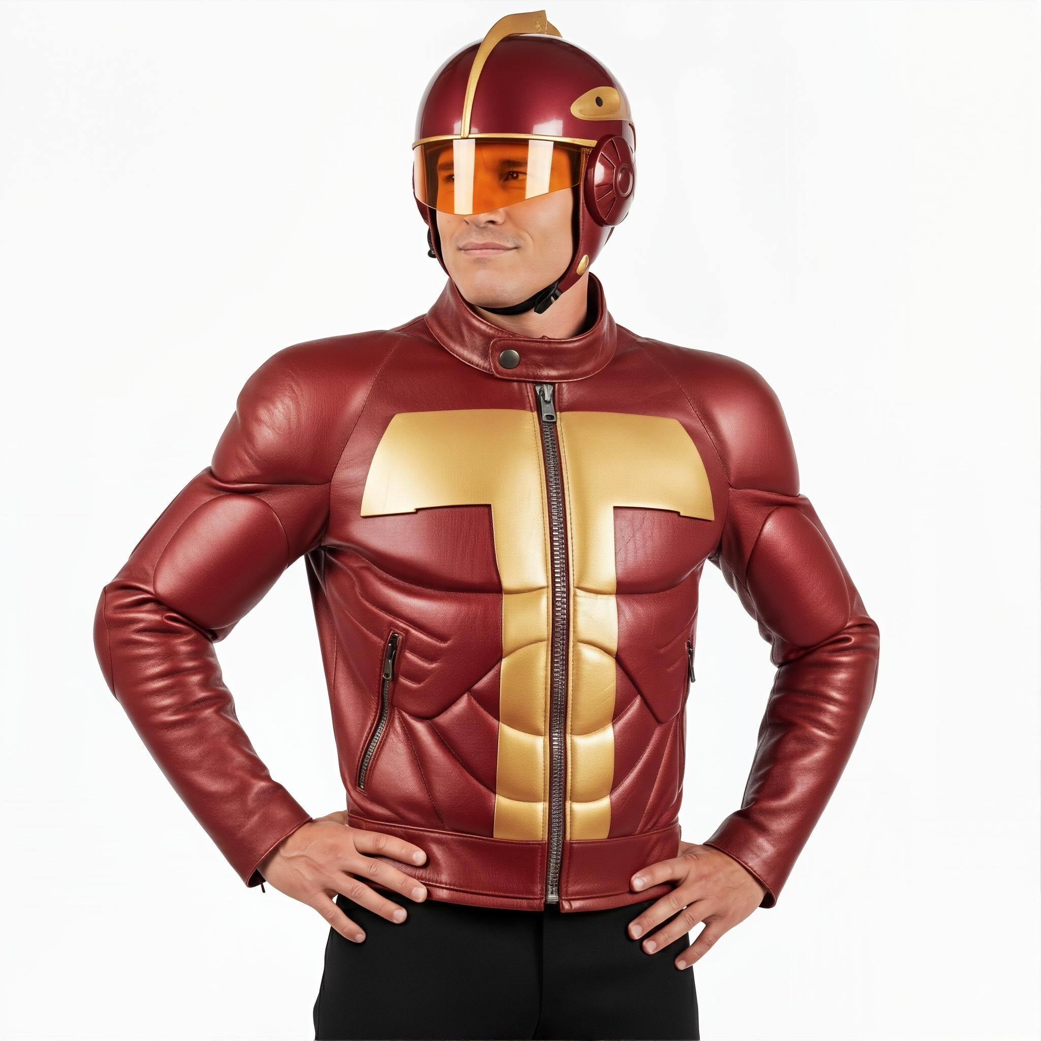 Turboman Inspired From Jingle All The Way Jacket, Arnold Schwarzenegger Cosplay Leather Jacket, Howard Langston Christmas Holiday Costume - 90sleather