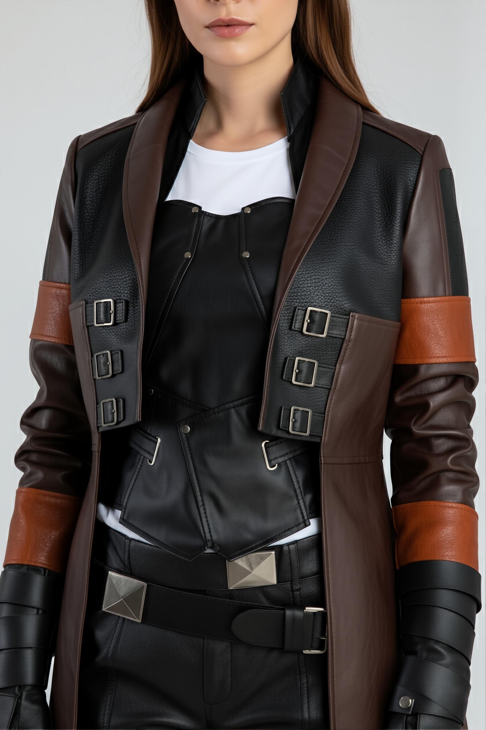 Guardians of the Galaxy 2 Gamora Cosplay Costume, Zoe Saldaña GOTG Cosplay Leather Coat And Vest - 90sleather