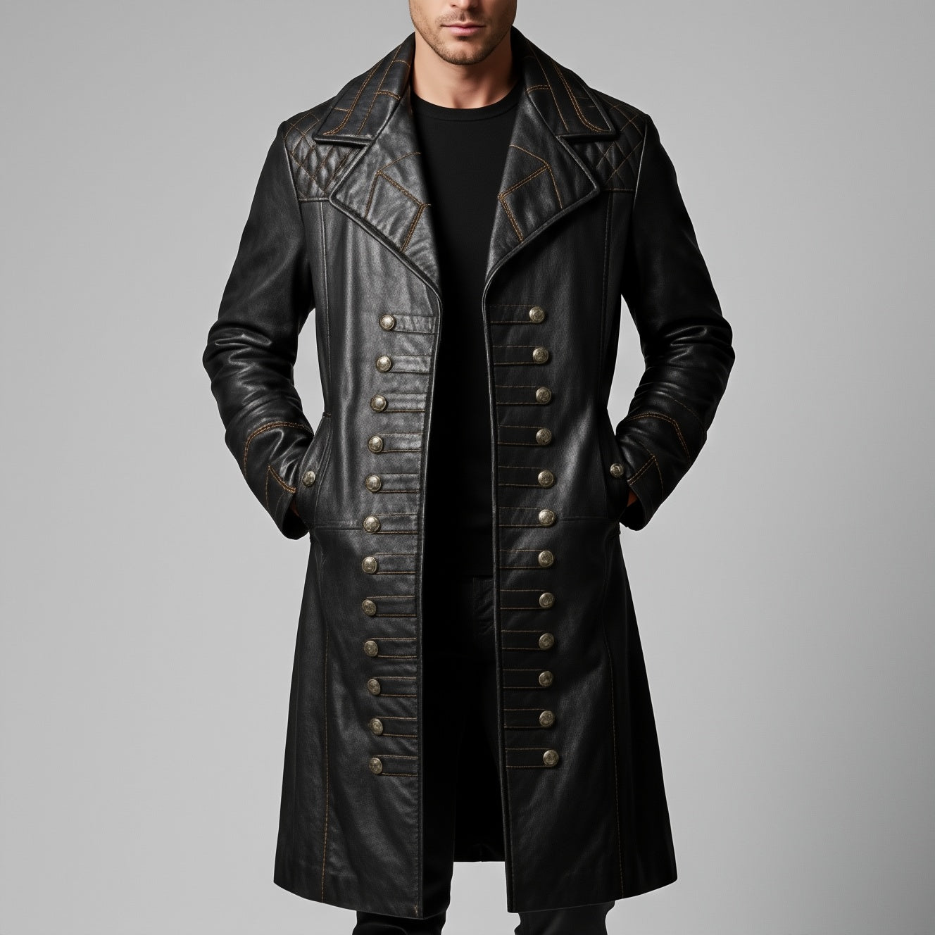 Inspired By Captain Hook Cosplay Coat, Pirate Trench Leather Coat - 90sleather