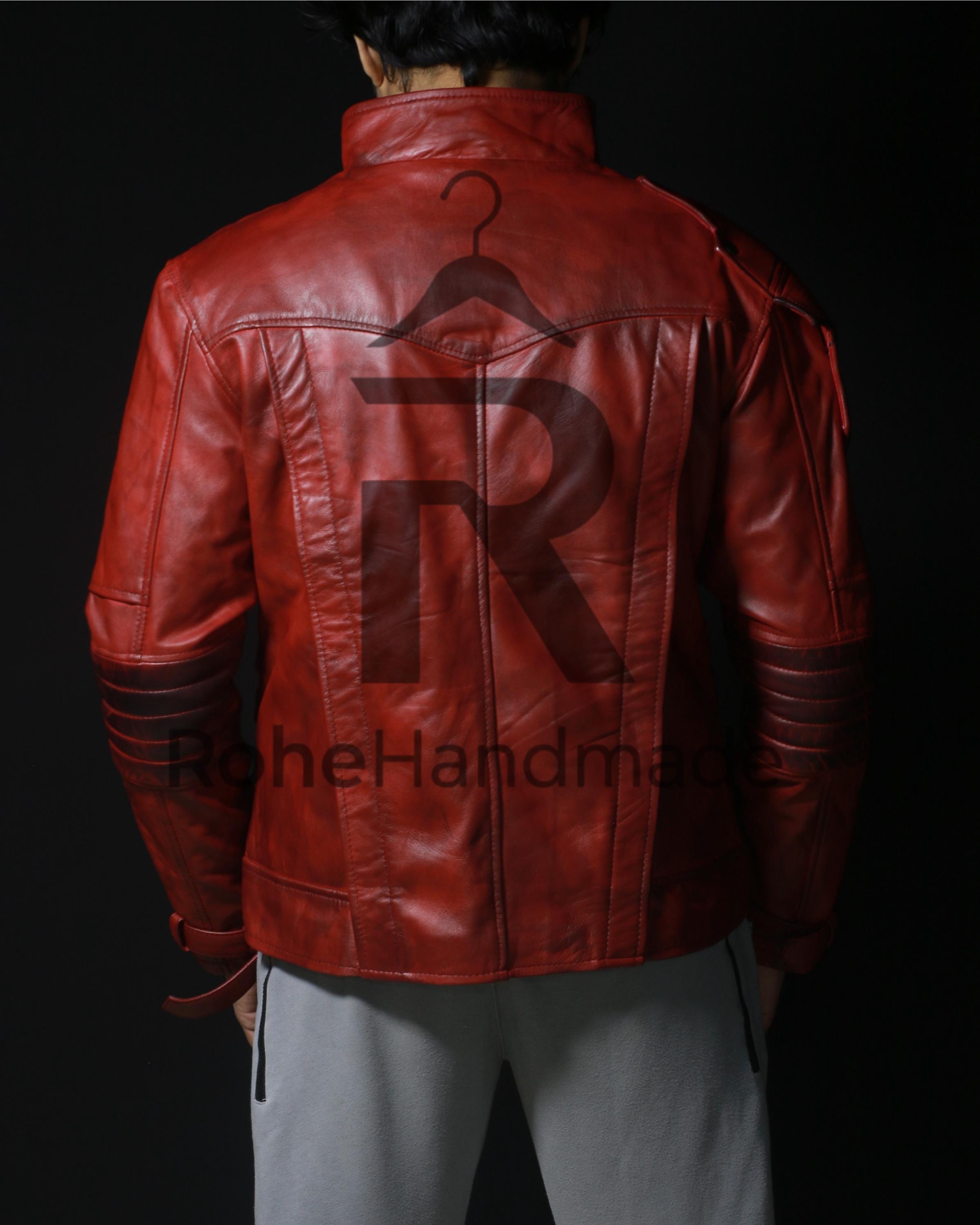 Guardians Galaxy Star Lord Cosplay Jacket, Men's Red Leather Jacket - 90sleather