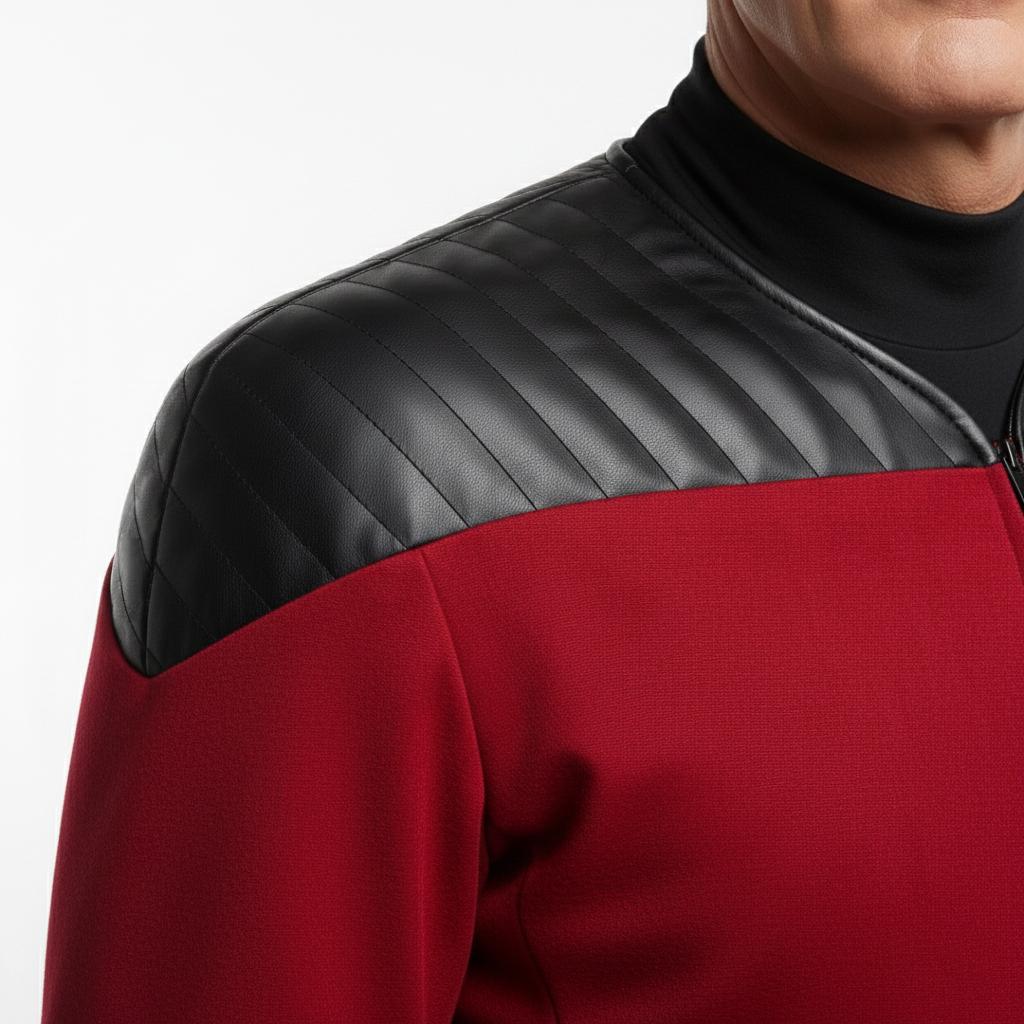 Captain Picard Inspired Jacket, Star Trek The Next Generation Cosplay Leather Jacket, Red Uniform Costume - 90sleather