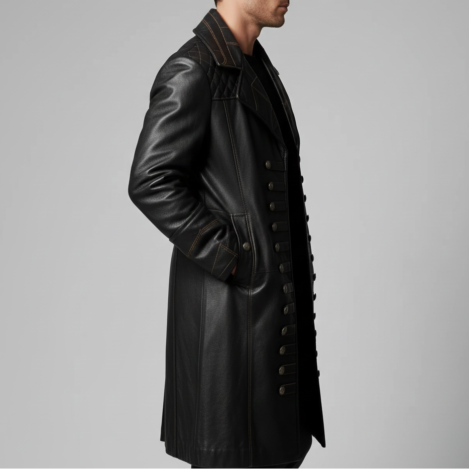 Inspired By Captain Hook Cosplay Coat, Pirate Trench Leather Coat - 90sleather