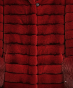 Christmas Luxury Red Faux Fur Hooded Overcoat | Black Knit Trim Winter Coat for Women - 90sleather