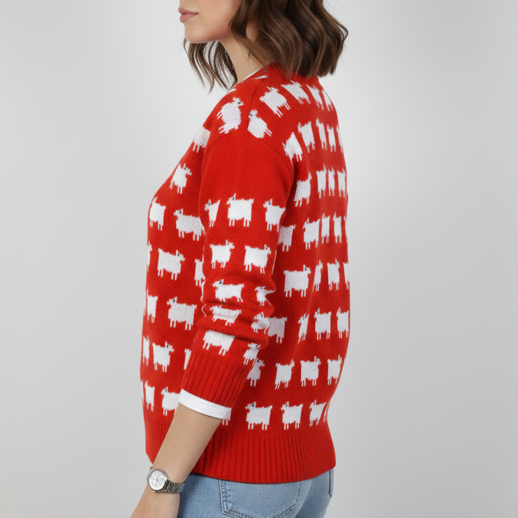 Iconic Black Sheep Sweater Inspired by Princess Diana – 100% Pure Red knitted fabric Jumper - 90sleather