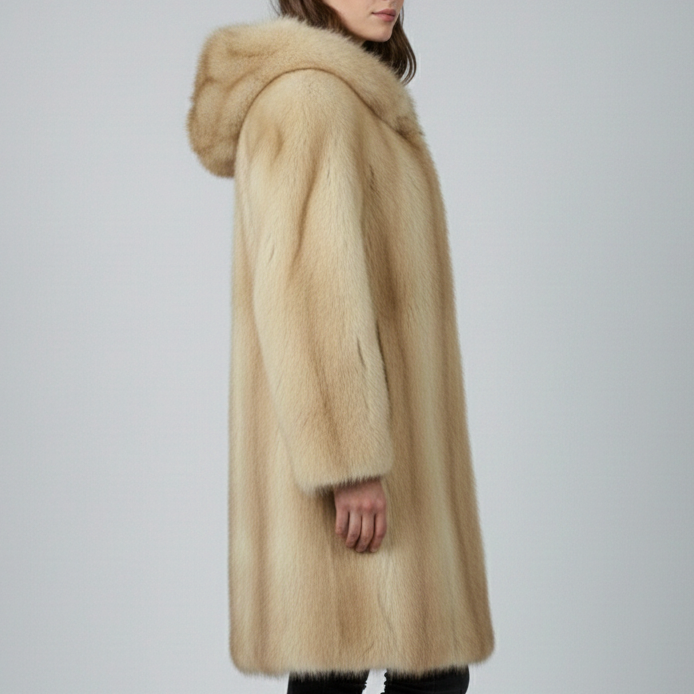 Luxury Faux Fur Overcoat: Vintage Style Warm Winter Coat | Knit Trim Coat for Women - 90sleather
