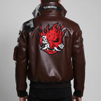 Inspired By Cyberpunk V Cosplay Jacket, Brown Leather Gaming Jacket, Samurai Men's Cosplay Costume - 90sleather