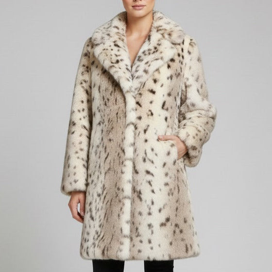 Luxury Faux Fur Overcoat: Oversized Hood, Beige Burner Coat | Vintage Style Warm Winter Coat For Women - 90sleather