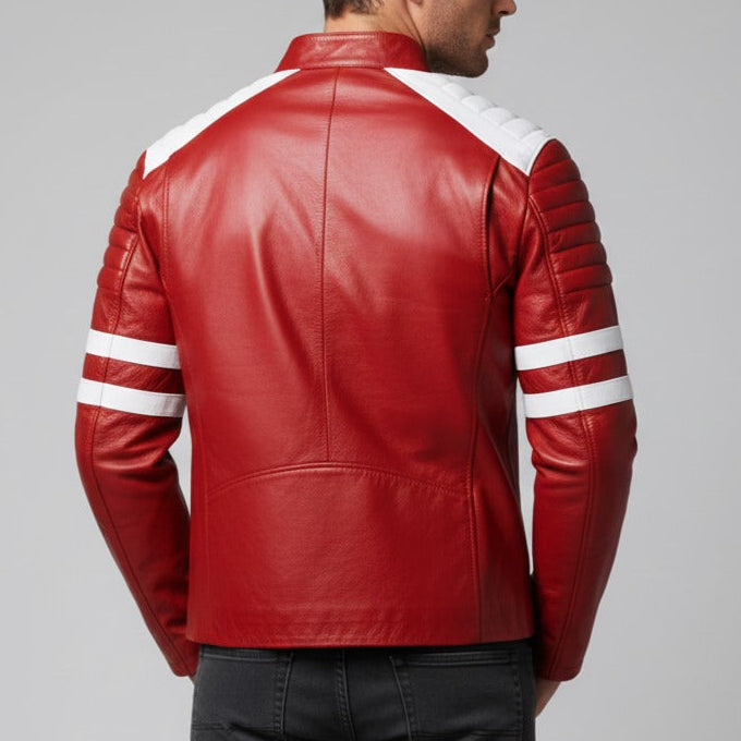 Inspired By Tyler Durden FC Cosplay Jacket, Brad Pitt 90s Red Leather Jacket - 90sleather