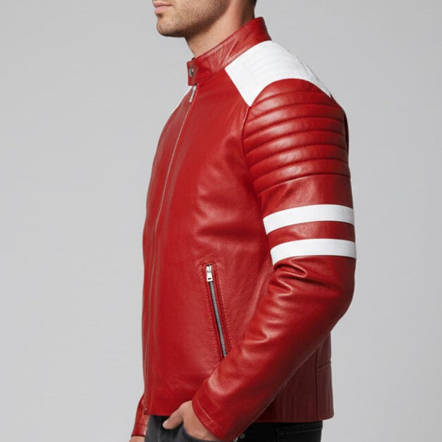 Inspired By Tyler Durden FC Cosplay Jacket, Brad Pitt 90s Red Leather Jacket - 90sleather