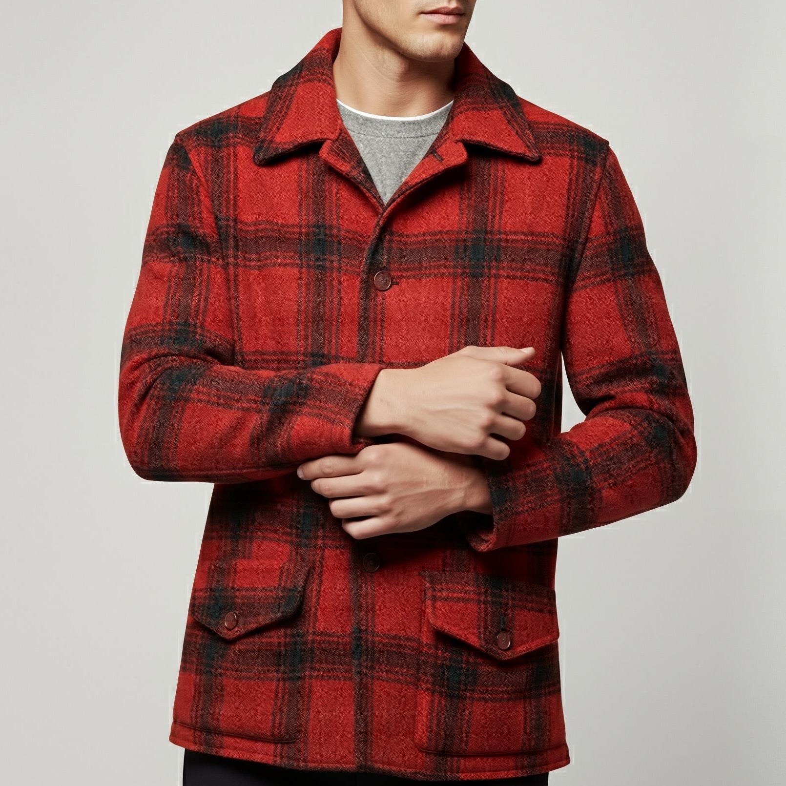 Ed Gein Monster Inspired Jacket, Charlie Hunnam Plaid Wool Coat, Vintage Checkered Outerwear, Classic 90s Style Winter Coat for Men - 90sleather