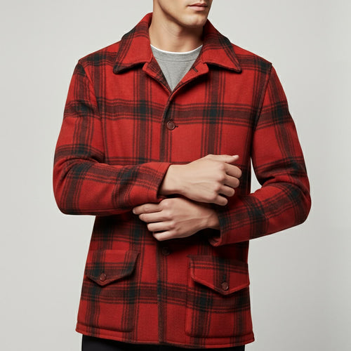 Ed Gein Monster Inspired Jacket, Charlie Hunnam Plaid Wool Coat, Vintage Checkered Outerwear, Classic 90s Style Winter Coat for Men - 90sleather