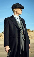Thomas Shelby Peaky Blinders Coat, Cillian Murphy Wool Trench Coat, Black Overcoat - 90sleather
