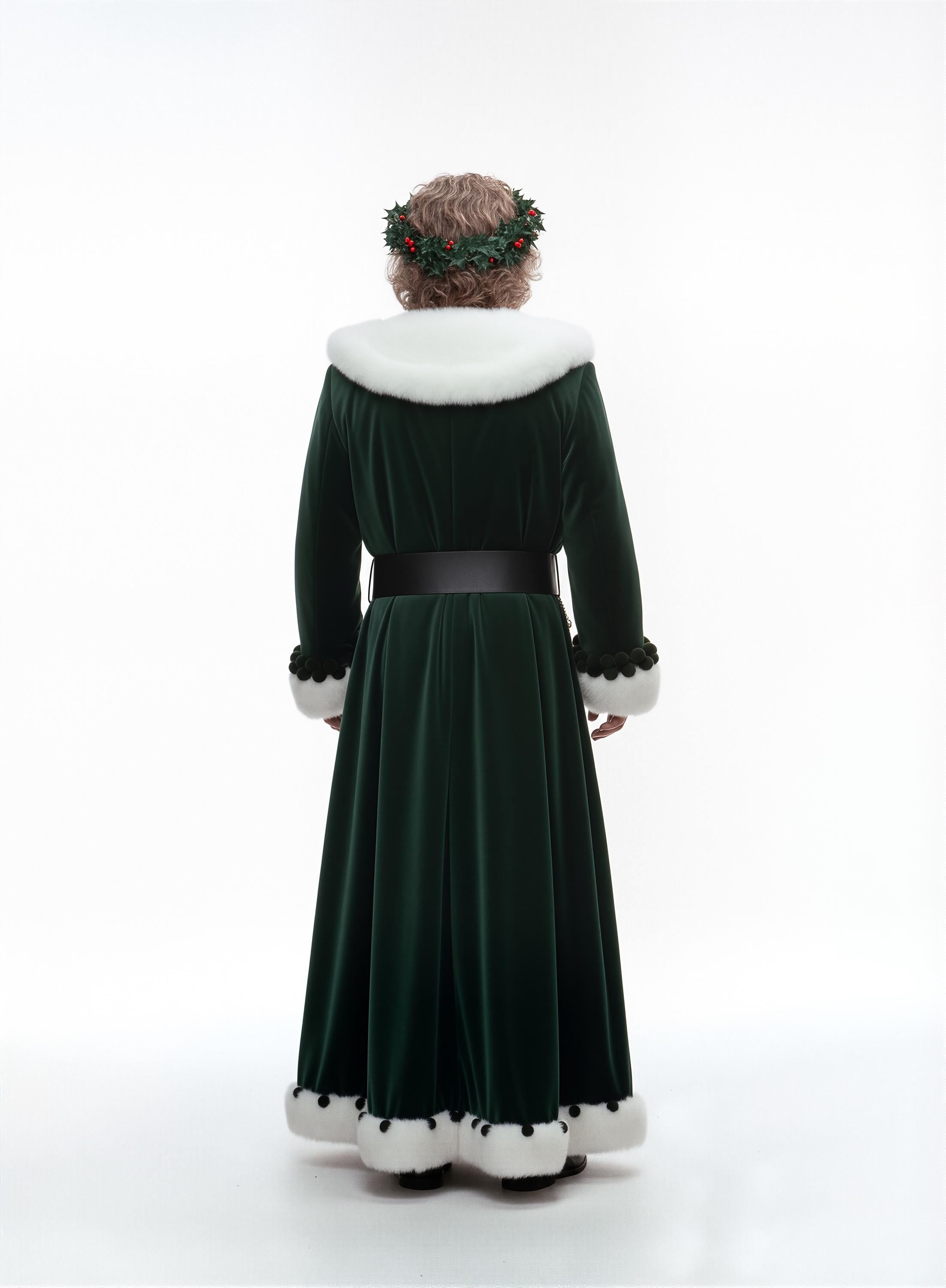 Ghost Of Christmas Present Cosplay Coat, Inspired By A Christmas Carol Velvet Green Robe, Santa Claus Faux Fur Long Coat - 90sleather