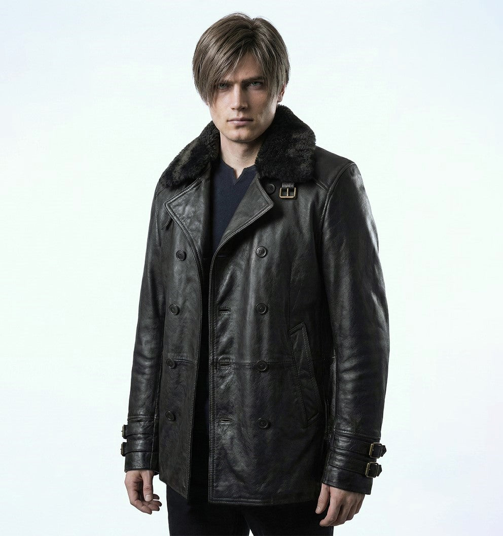 Leon S. Kennedy RE9 Black Leather Jacket – Resident Evil Requiem Inspired Cosplay Costume - 90sleather